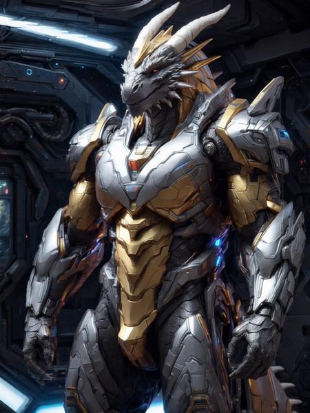 52140-2401209593-hyper-realistic, photorealism, a strong anthro golden gundam dragon is standing in spaceship, shiny silver chassis, glowing LED,.png